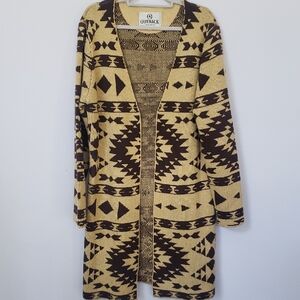 Outback Trading Co Sweater Womens XL Southwestern Tribal Pattern Maxi Cardigan